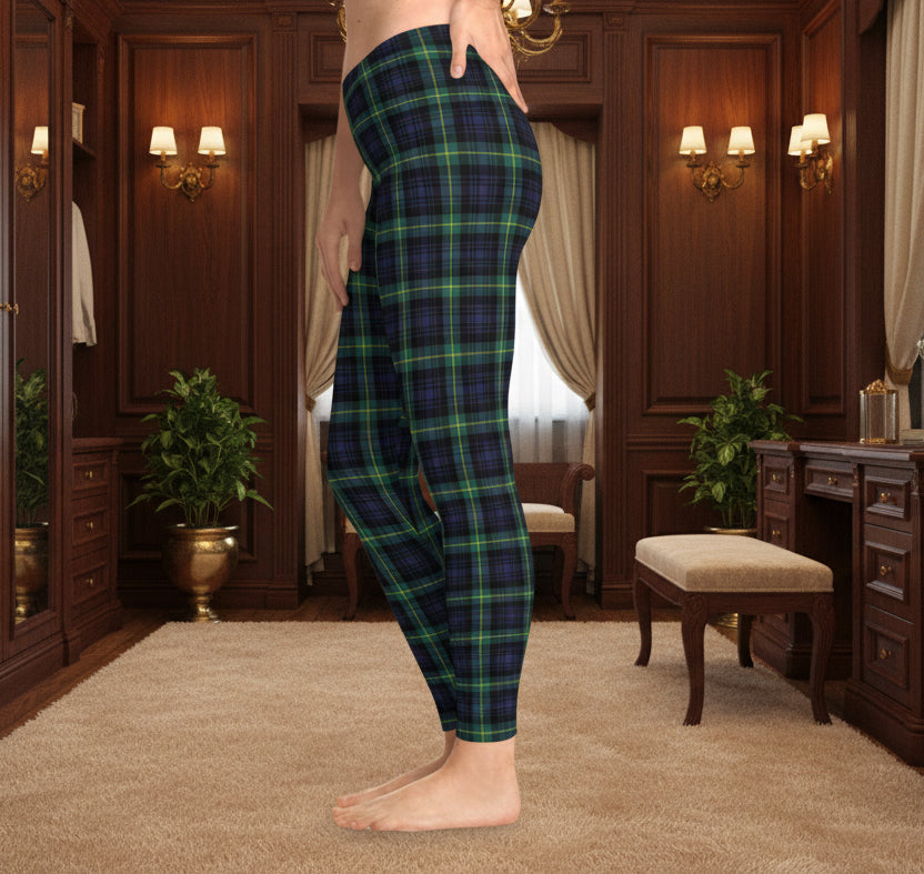 Green and Navy Plaid Leggings