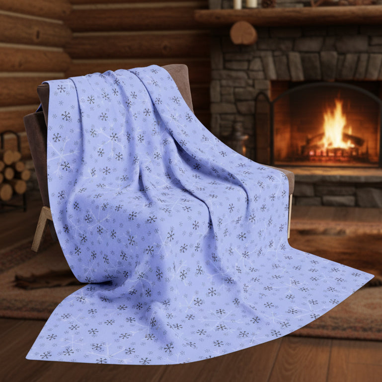 Light Blue Snowflake Fleece Blanket