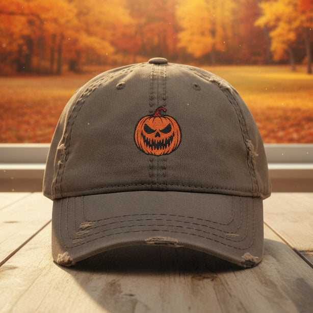 Spooky Embroidered Pumpkin Dad Hat