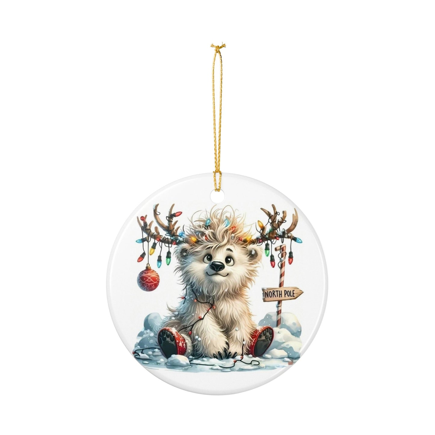Blizzard the Reindeer Ceramic Christmas Ornament