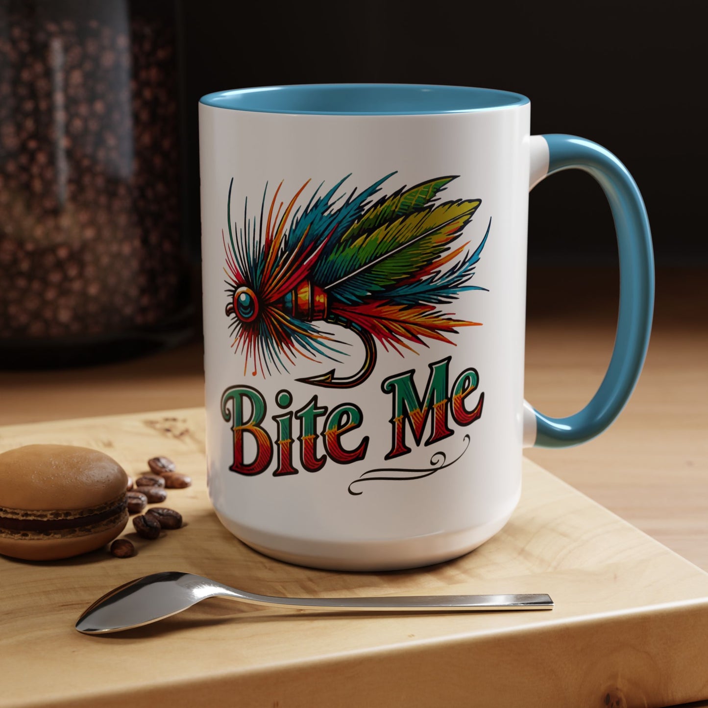 Fishing Lure “Bite Me” 15oz Accent Coffee Mug