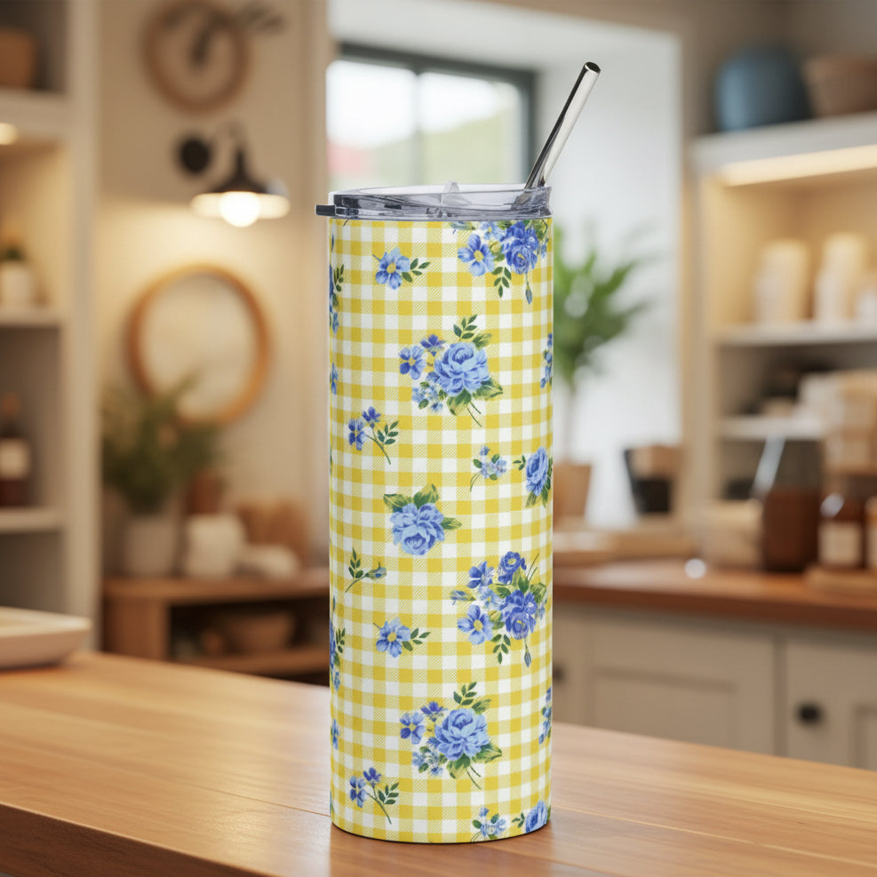 Yellow Gingham 20oz Tumbler