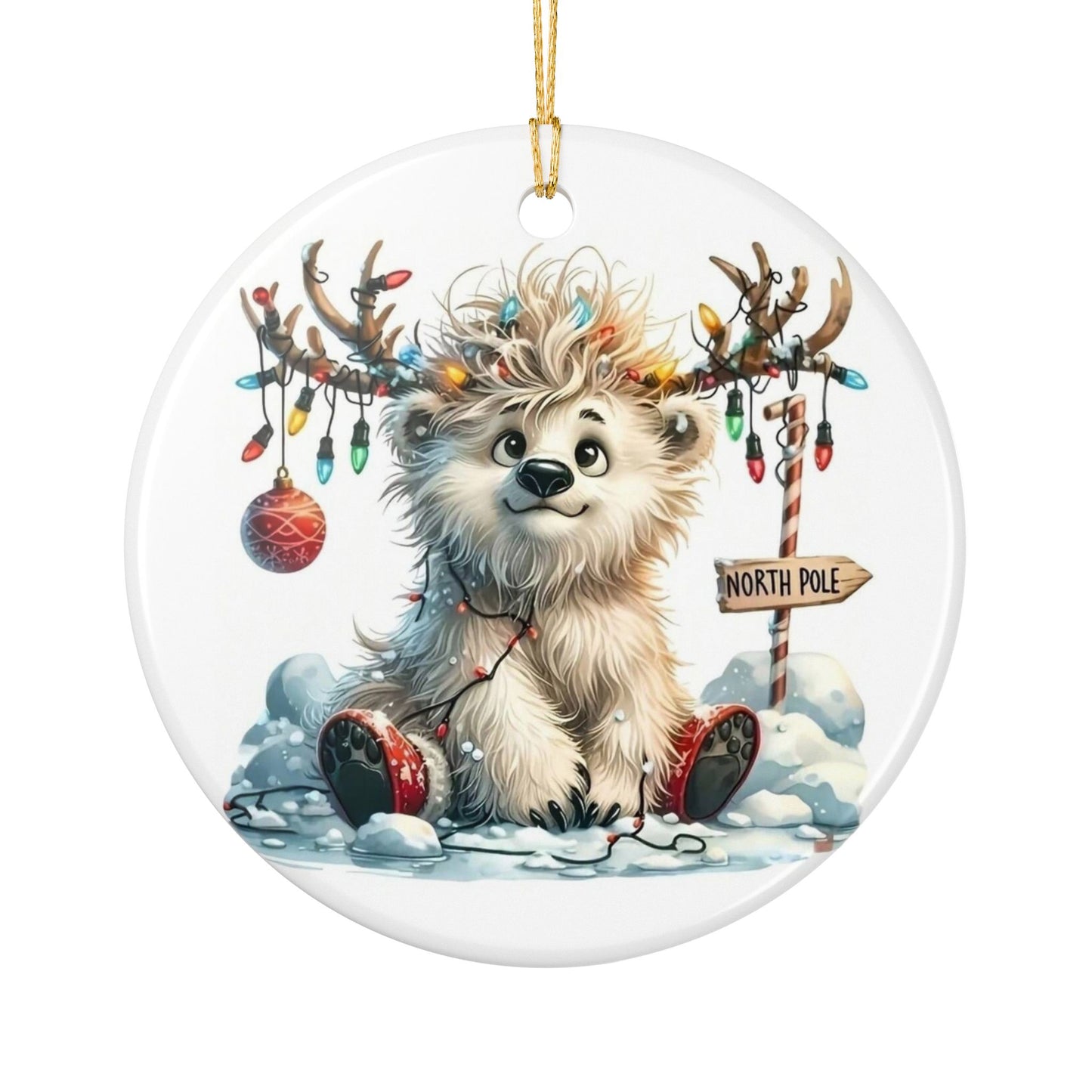 Blizzard the Reindeer Ceramic Christmas Ornament