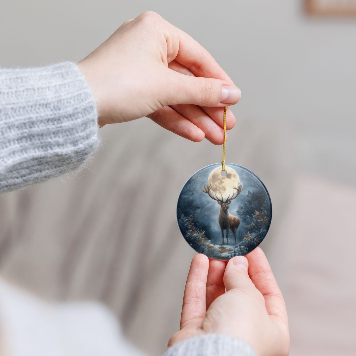 Moonlit Majesty Deer Christmas Ornament