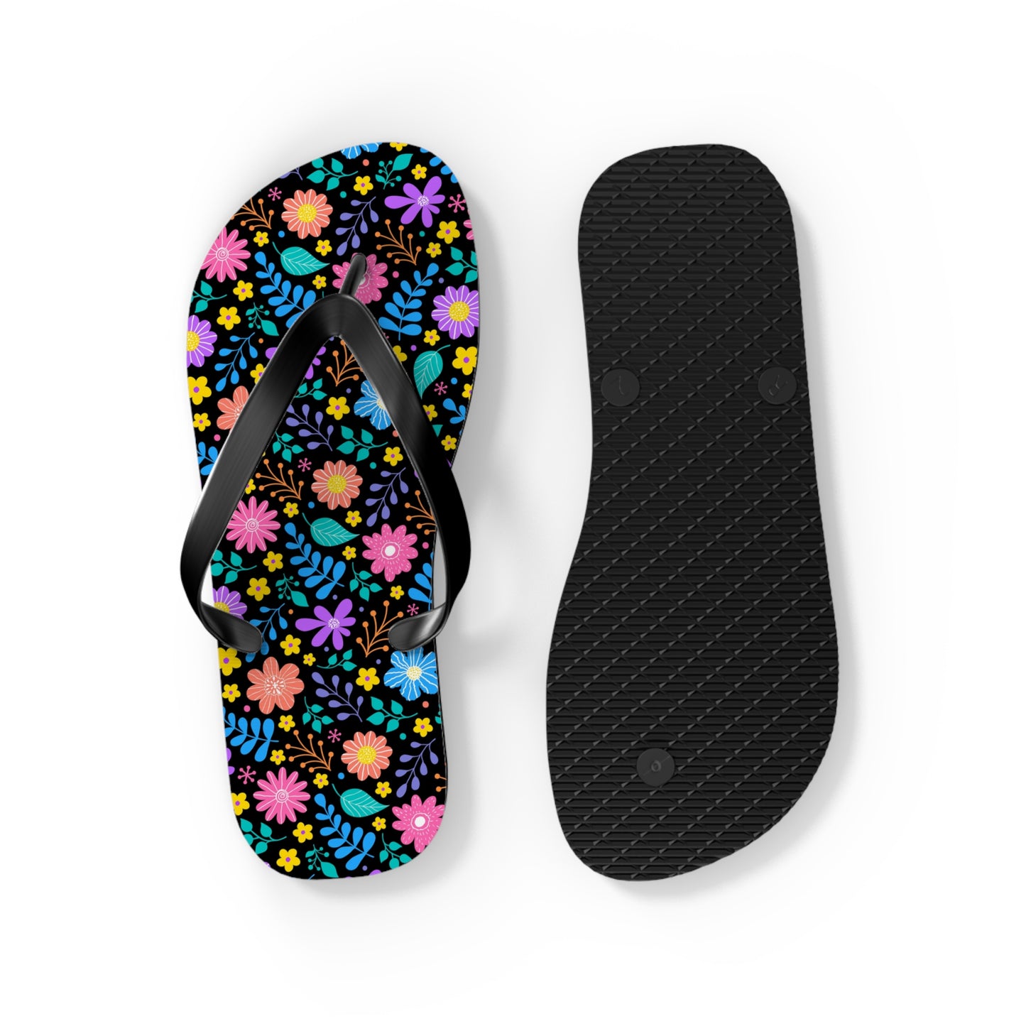 Floral Pattern Flip Flops — Bright Spring Garden Beach Sandals
