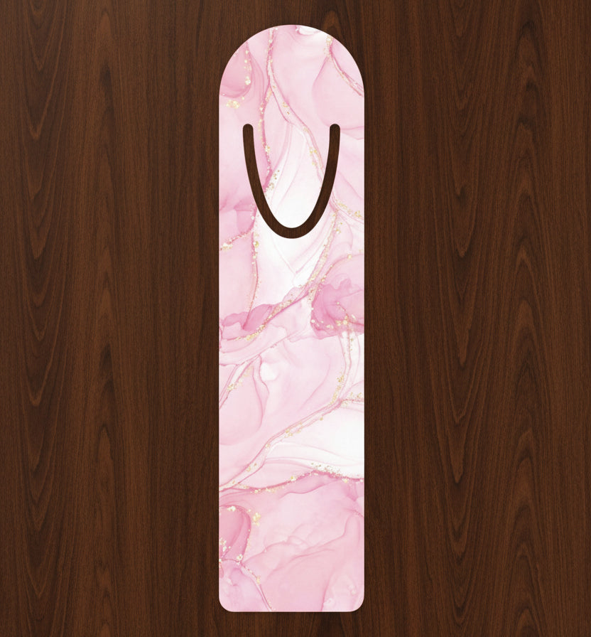 Pink Marble Metal Bookmark
