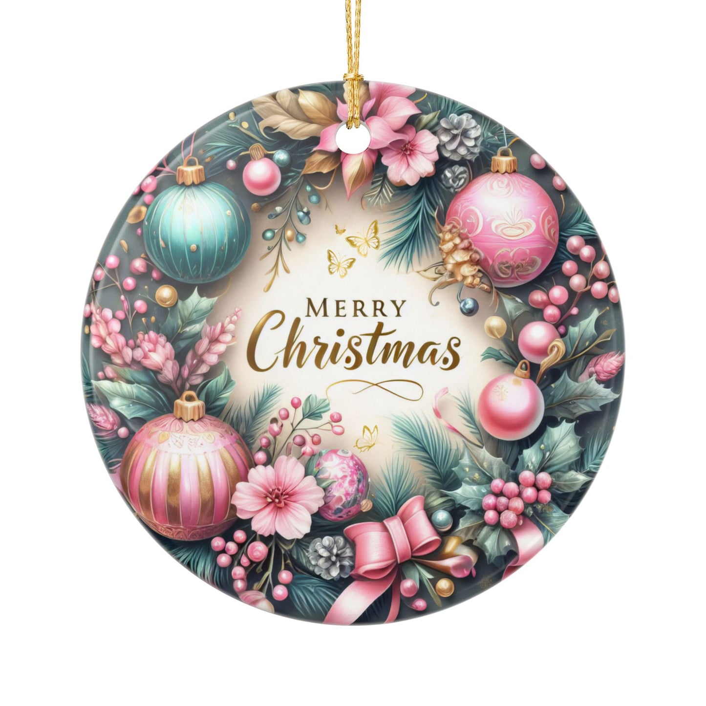 Christmas Elegance Ceramic Ornament