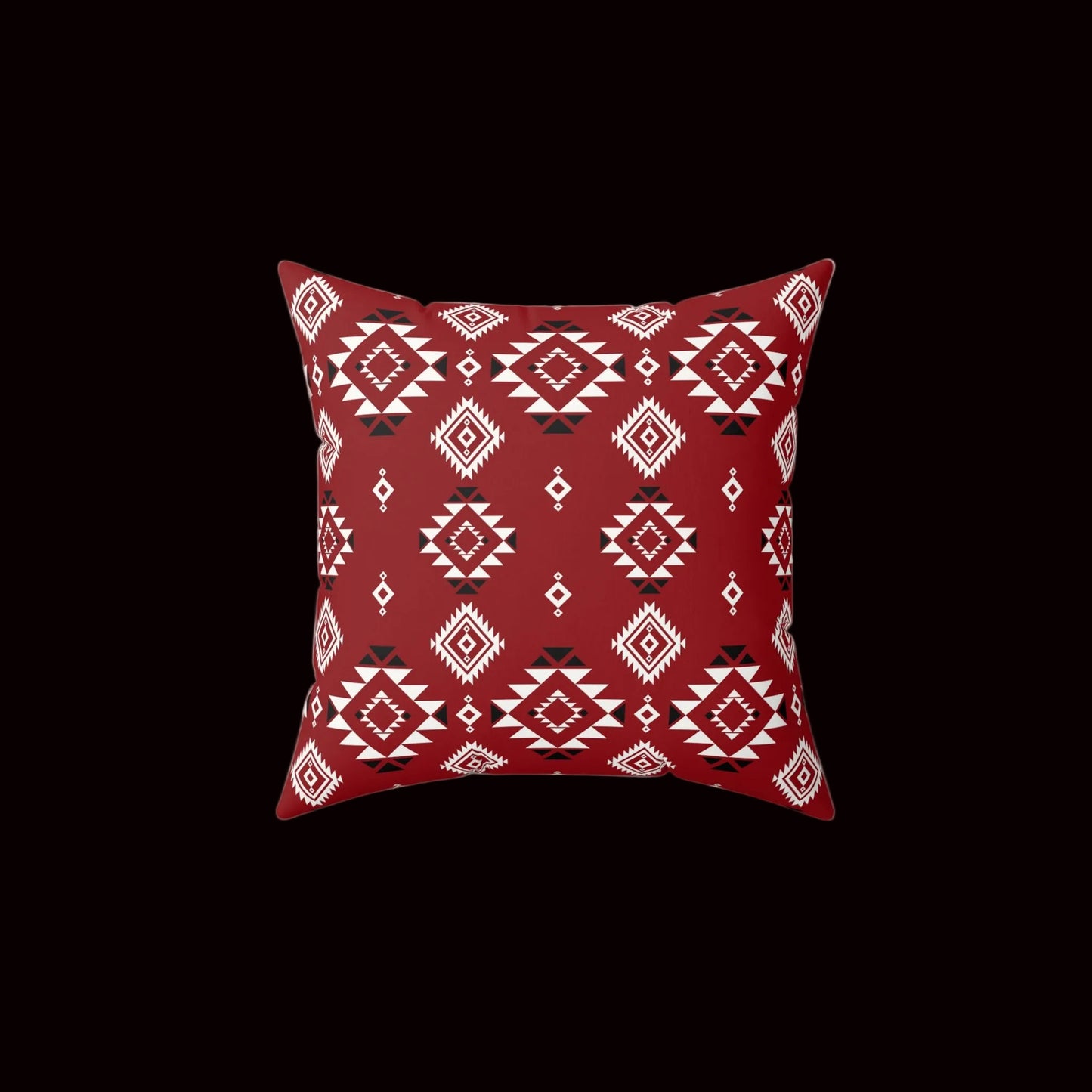 Crimson Tribal Motif Faux Suede Pillow