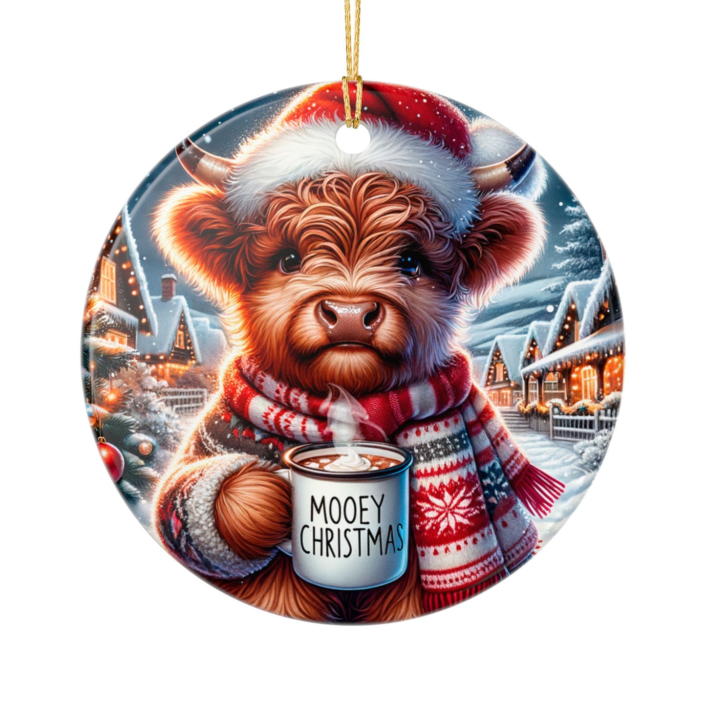 Mooey Christmas Ceramic Ornament