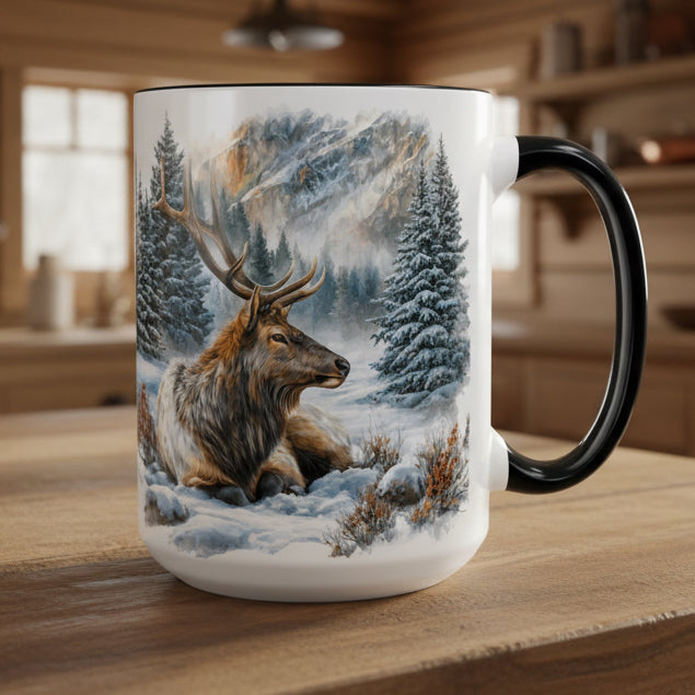 Winter Elk 15oz Accent Coffee Mug