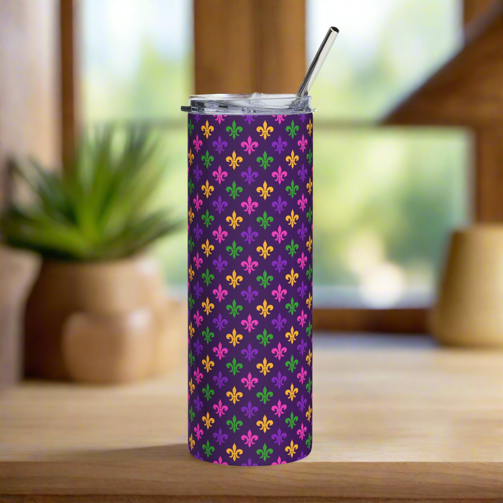 Mardi Gras Fleur-de-Lis 20oz Stainless Tumbler