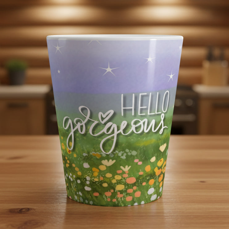 Hello Gorgeous Floral Meadow Latte Mug
