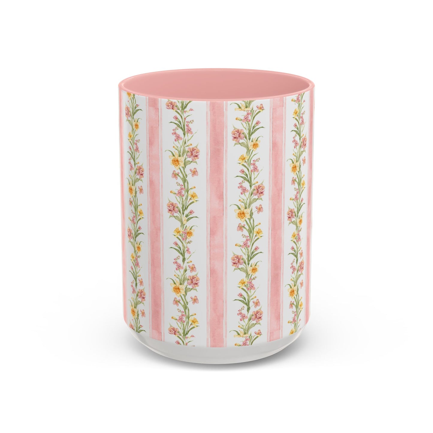 Floral Stripe Accent Coffee Mug | 11oz, 15oz