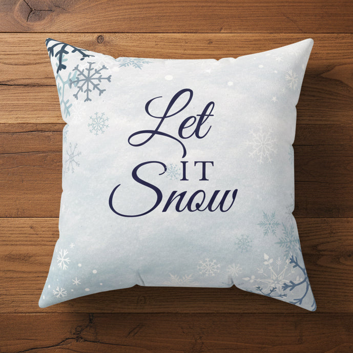 Let It Snow Faux Suede Pillow