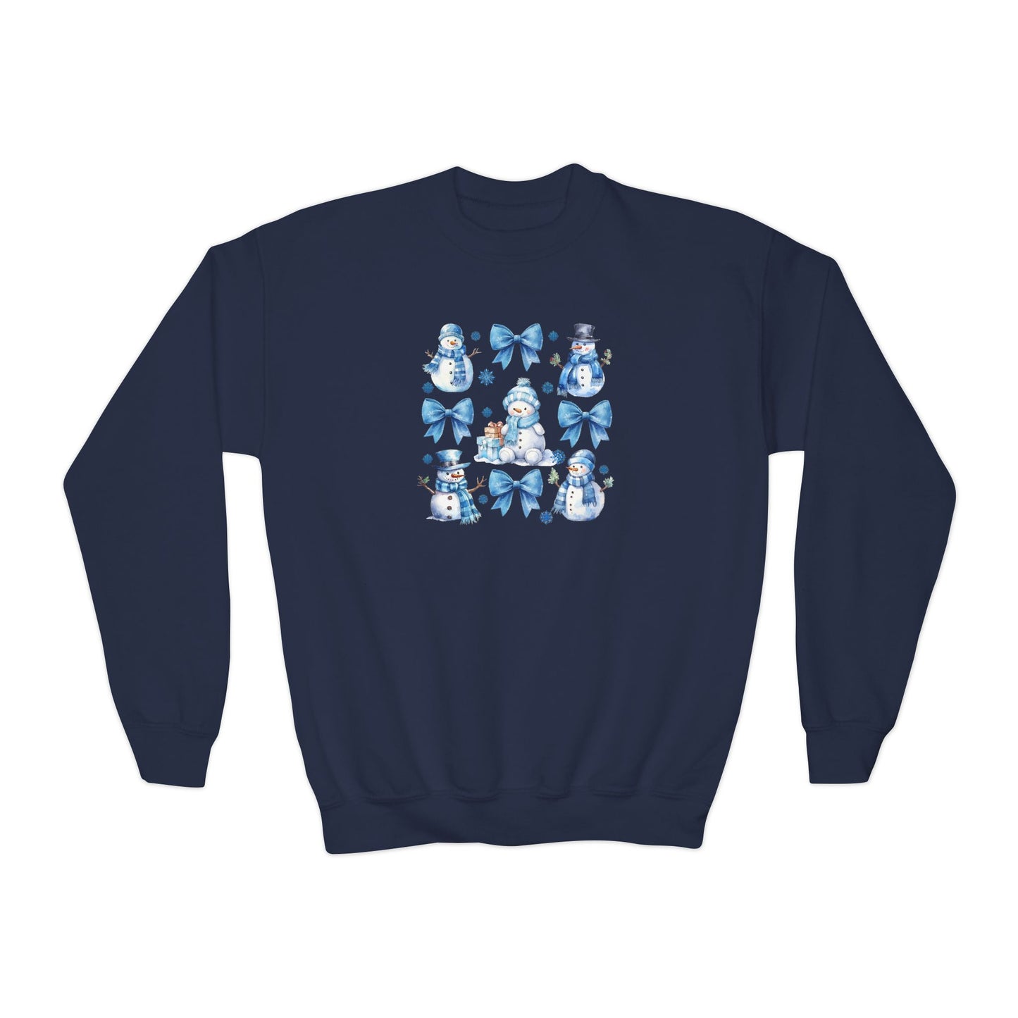 Coquette Winter Snowman Youth Crewneck Sweatshirt