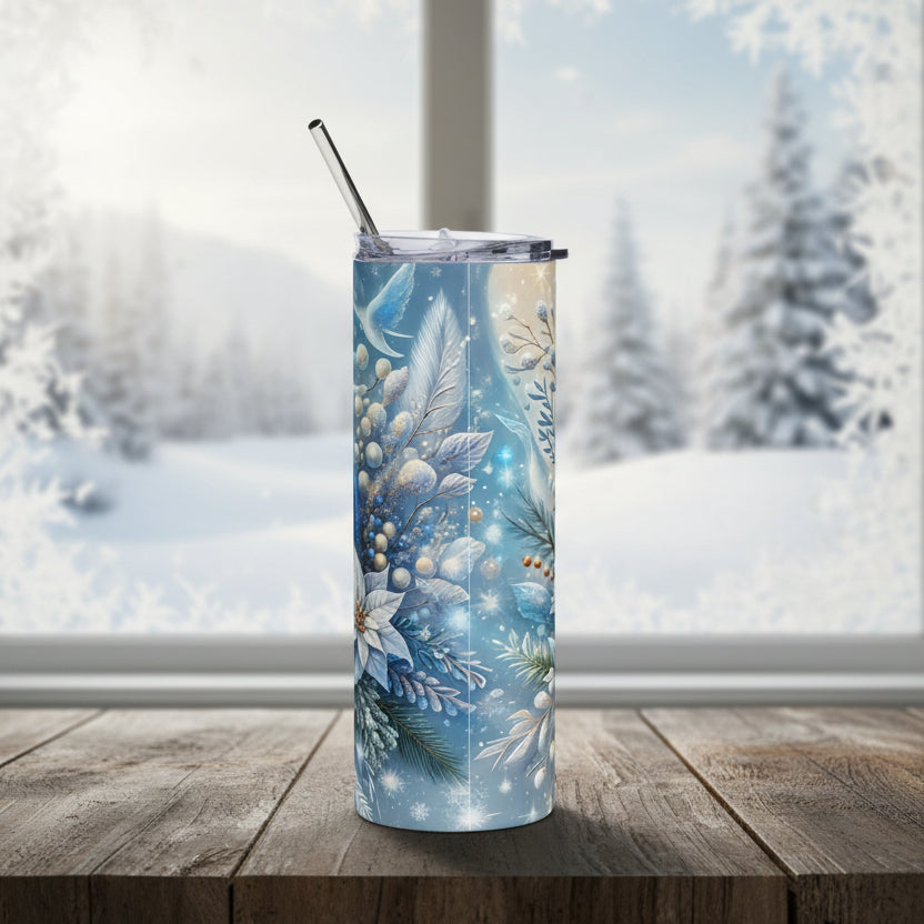 Penguin Winter Floral 20oz Skinny Tumbler with Straw