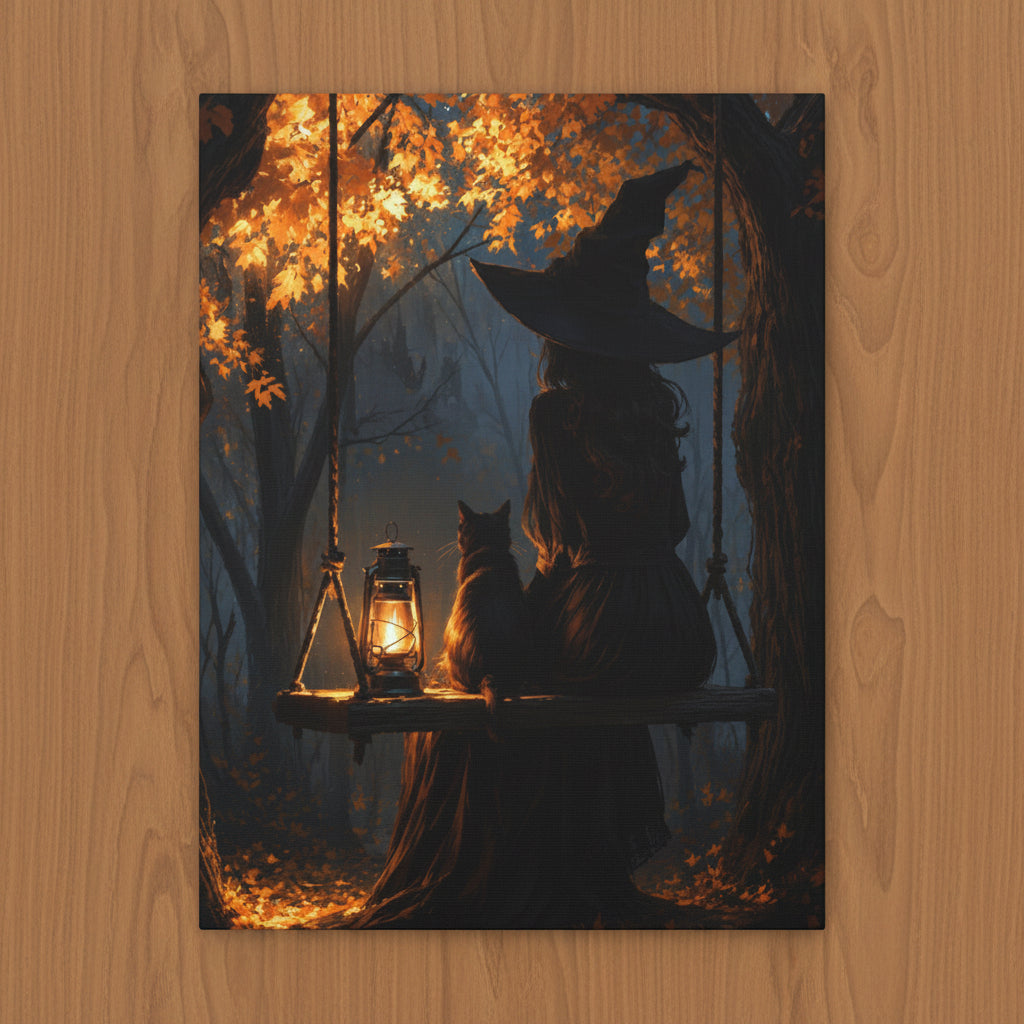 The Witch and her Cat Matte Canvas Wall Art