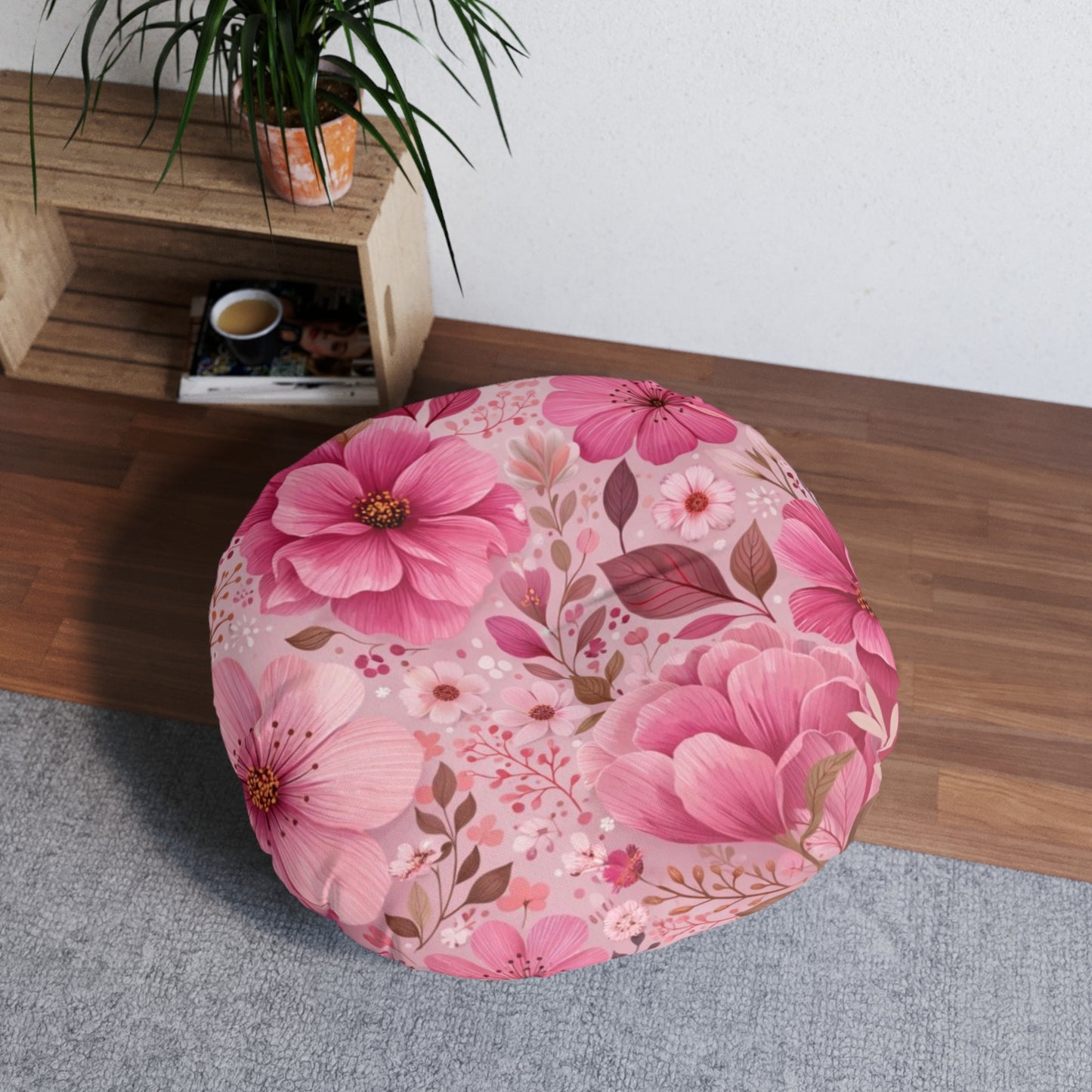 Pink Floral Floor Pillow