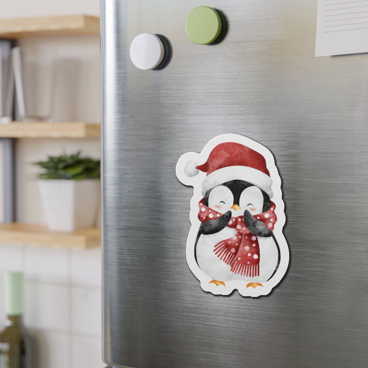 Penguin with Polka-Dot Scarf Fridge Magnet