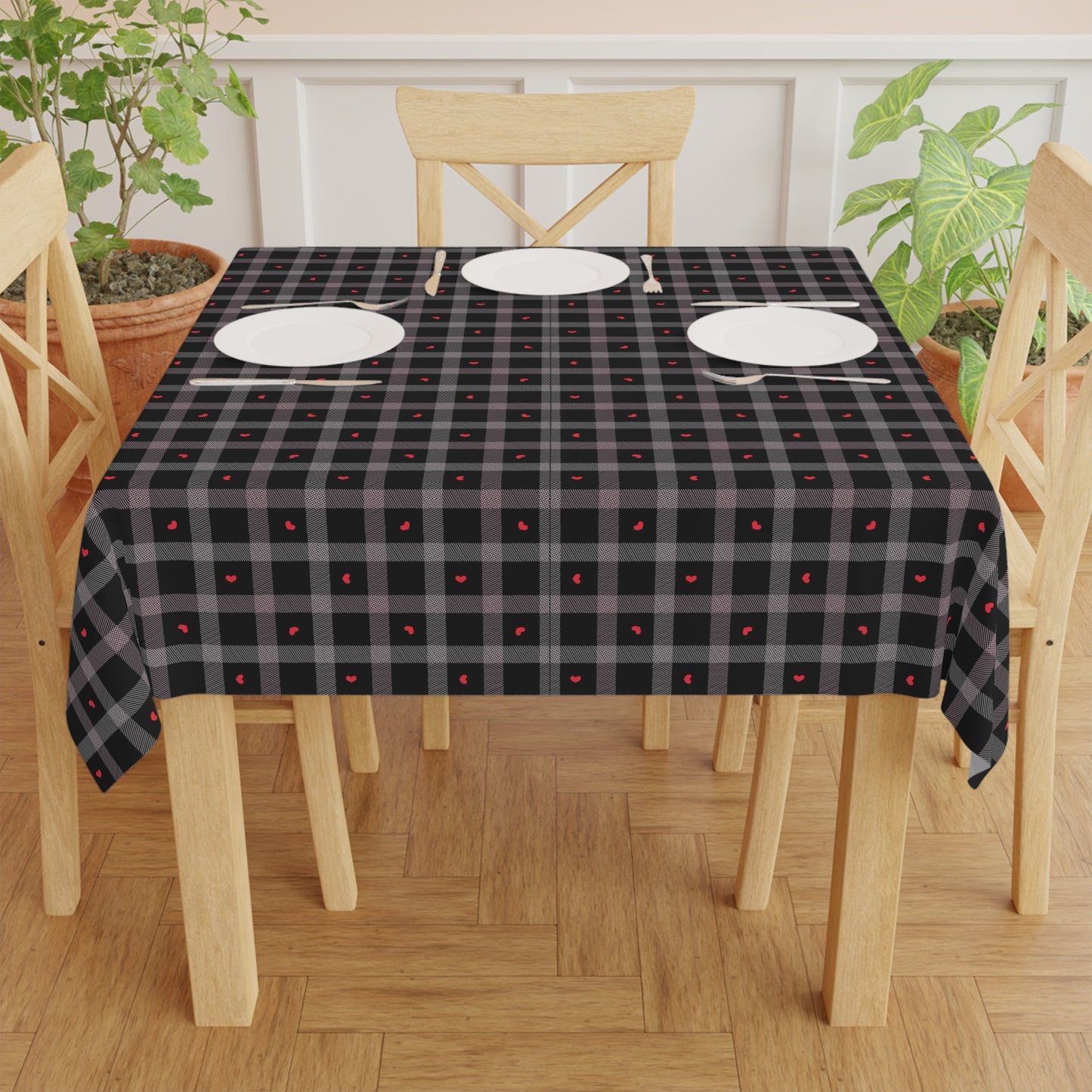 Plaid Hearts Tablecloth