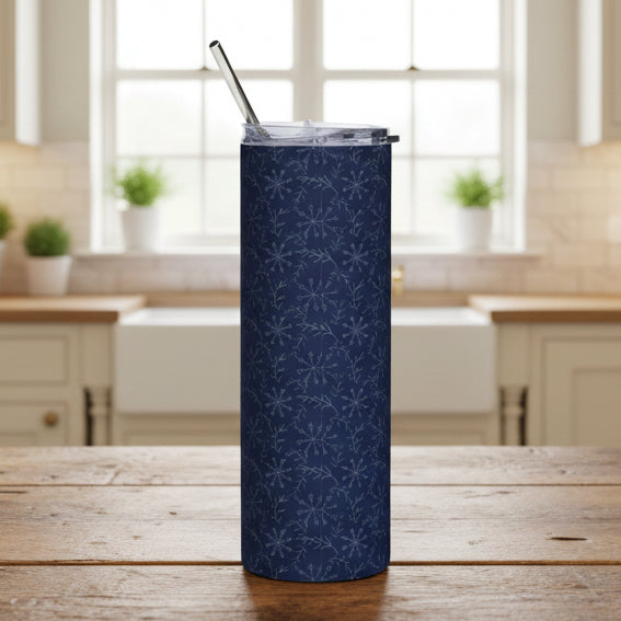 Navy Snowflake 20oz Stainless Steel Tumbler