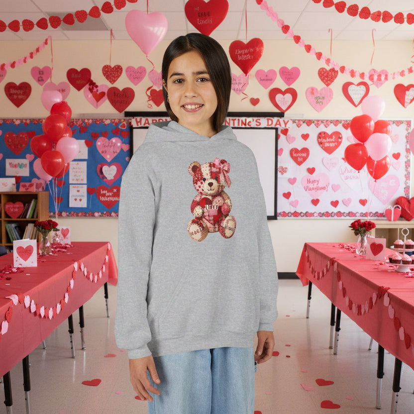 Kids Patchwork Valentine Bear Hoodie