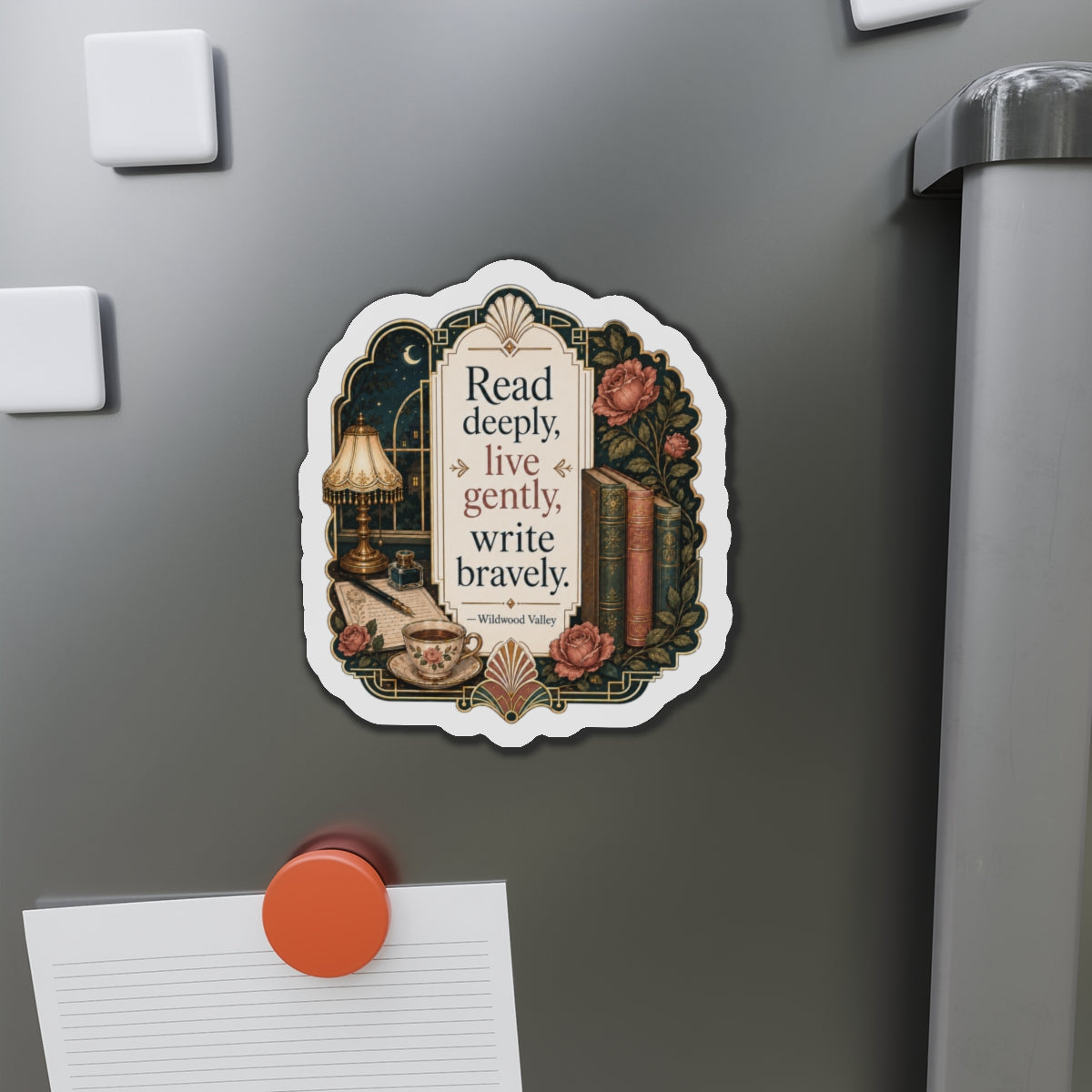 Read Deeply Live Gently Magnet — Literary Vintage Die-Cut Magnet