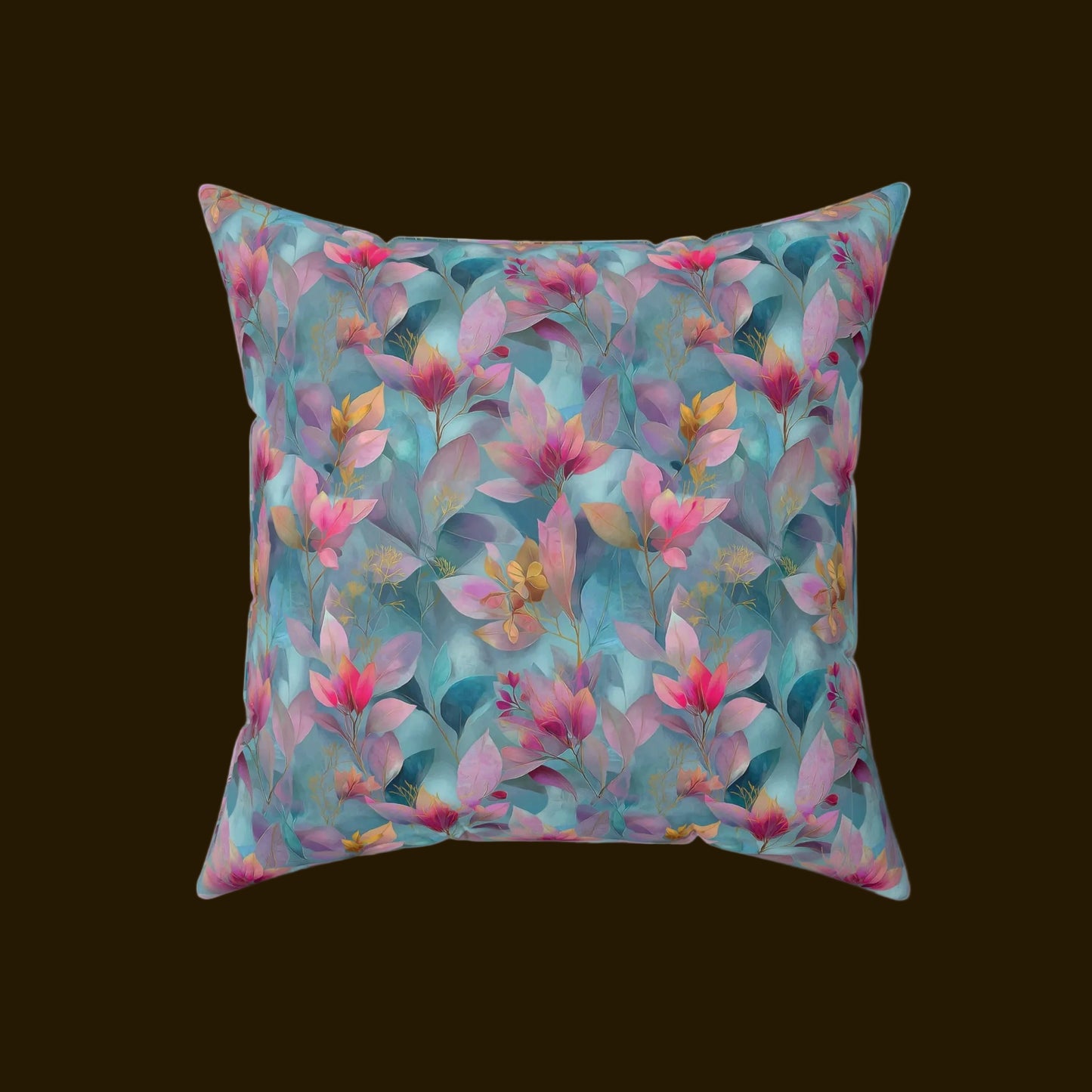 Floral Watercolor Faux Suede Pillow