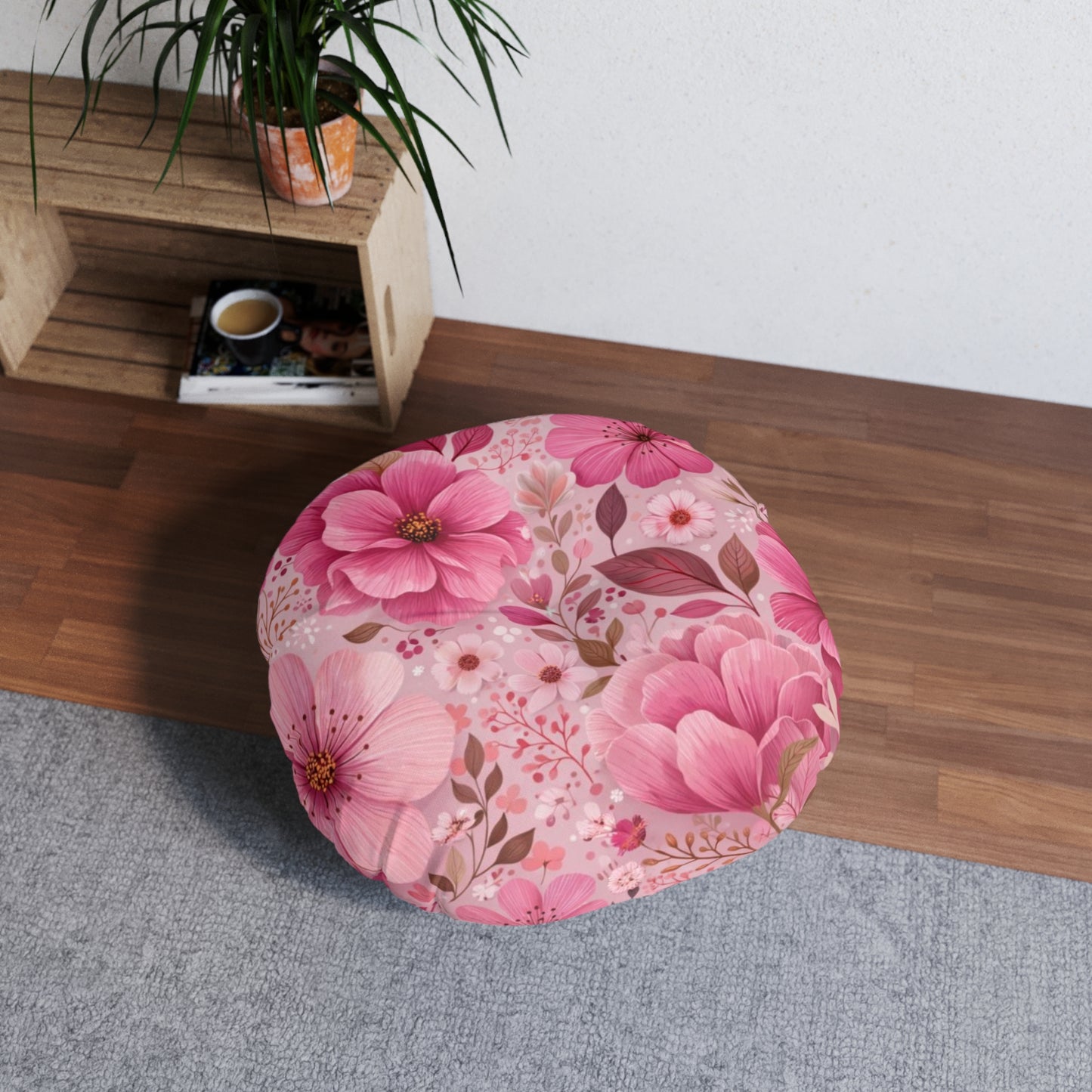 Pink Floral Floor Pillow