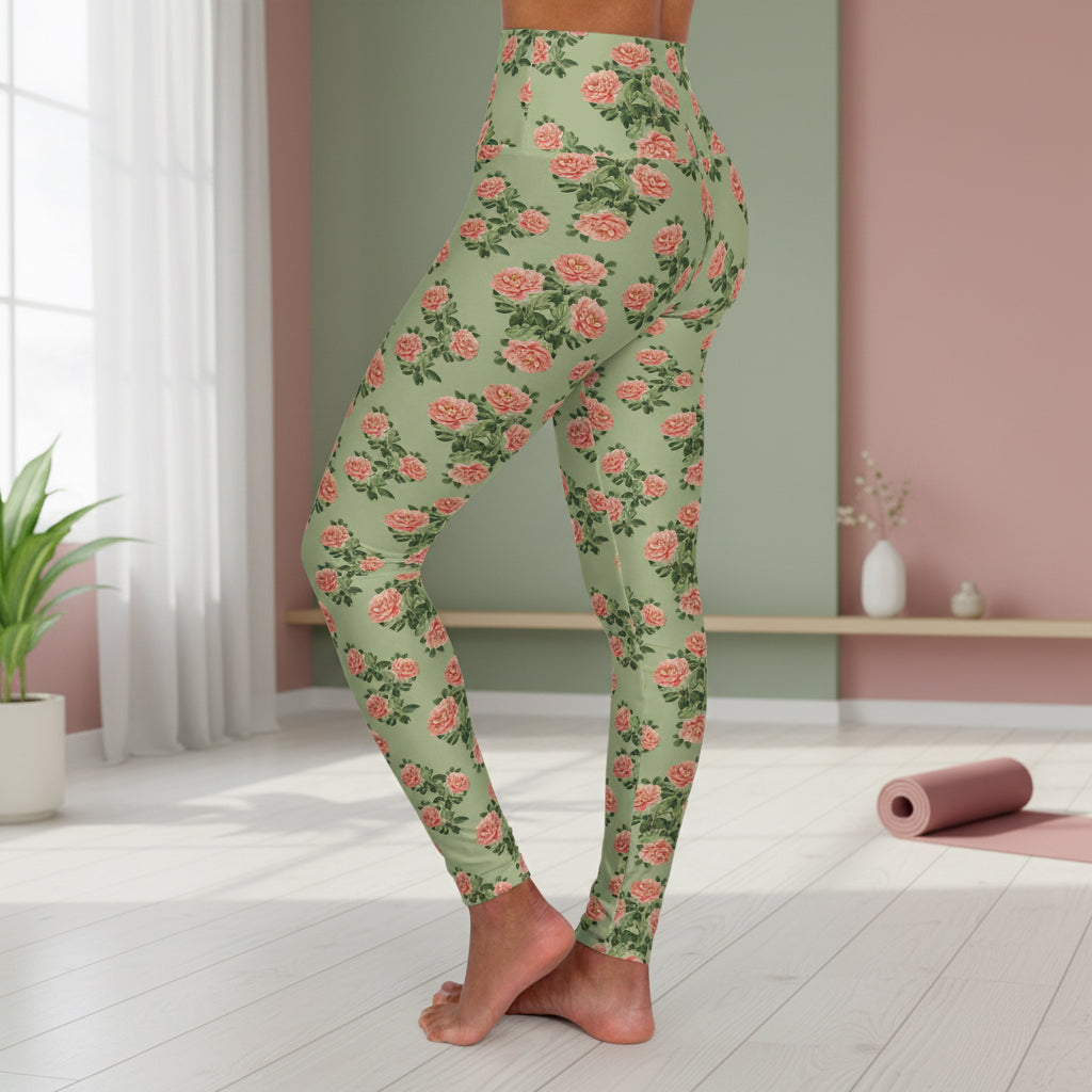 Floral Pink Rose Leggings