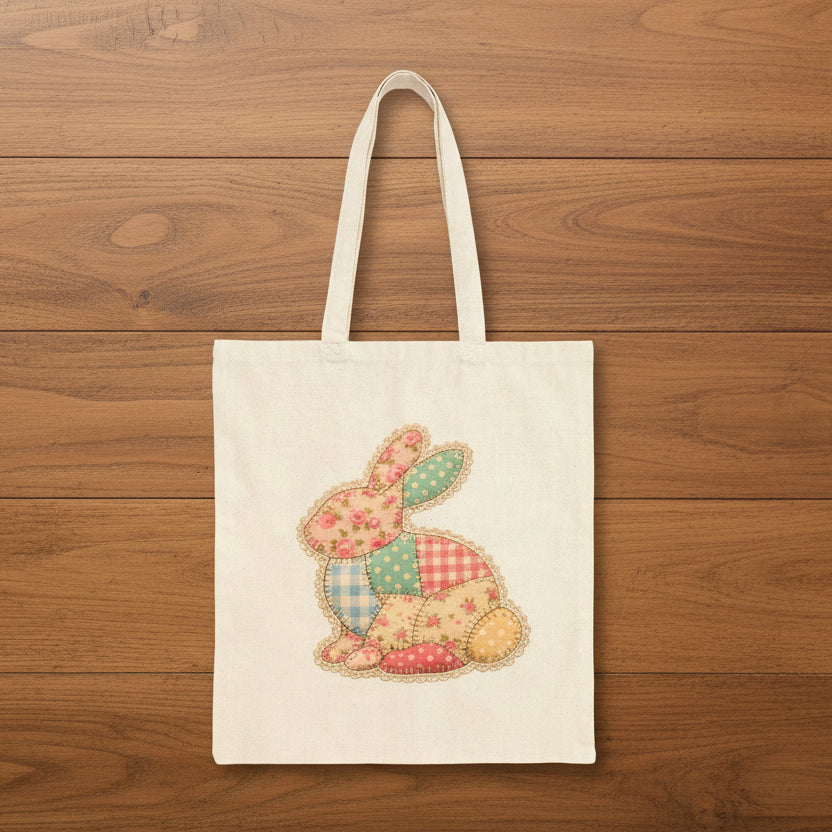 Patchwork Bunny Canvas Tote Bag