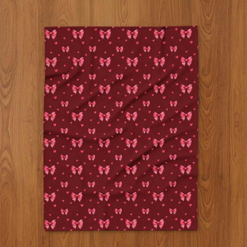 Pink Ribbons and Hearts Arctic Fleece Blanket