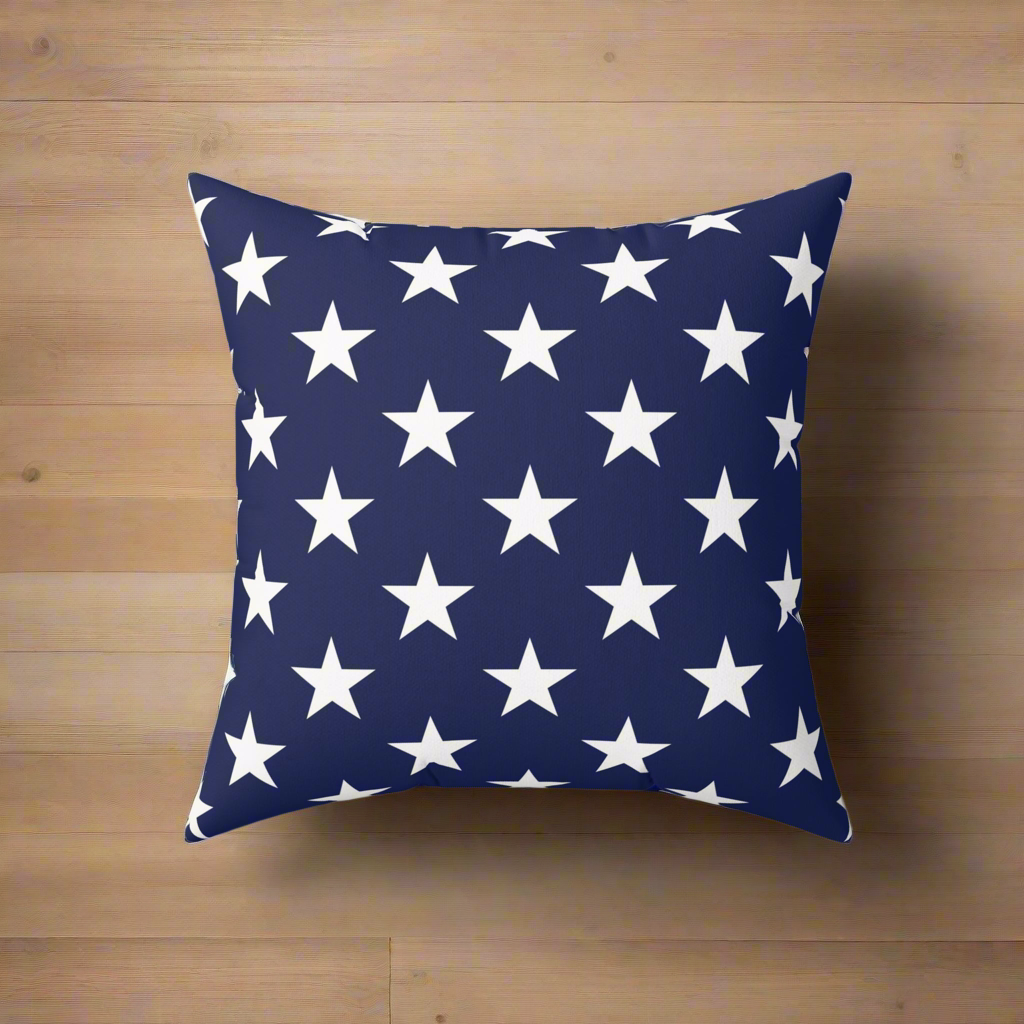 USA Flag Navy Star Faux Suede Pillow