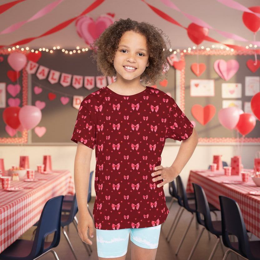 Kids Pink Hearts and Ribbons Tshirt