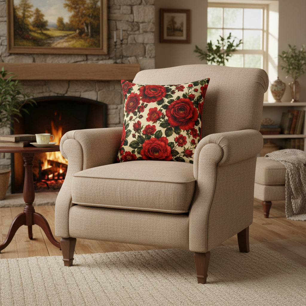 Riverfront Roses Faux Suede Pillow