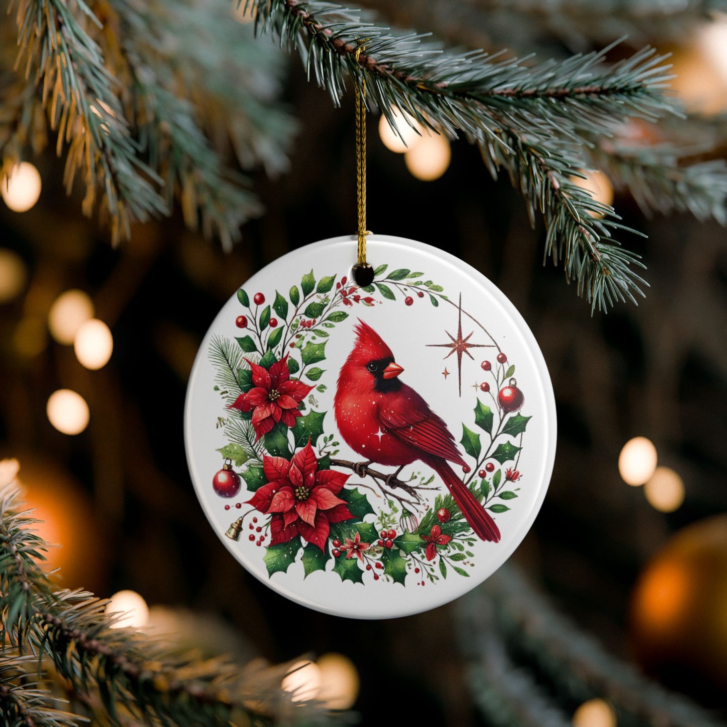 Christmas Cardinal Ceramic Ornament