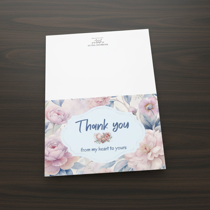 Thank You Floral Greeting Cards — Pack of 1 or 10