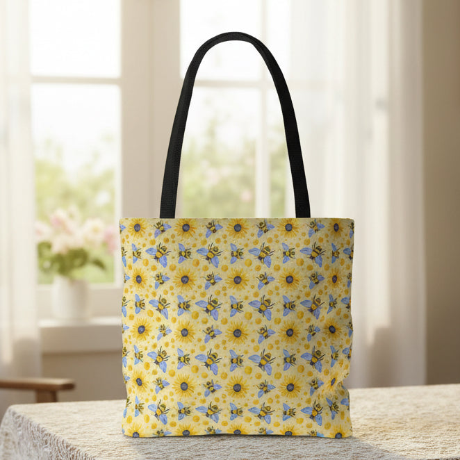 Sunflowers and Bees Tote Bag