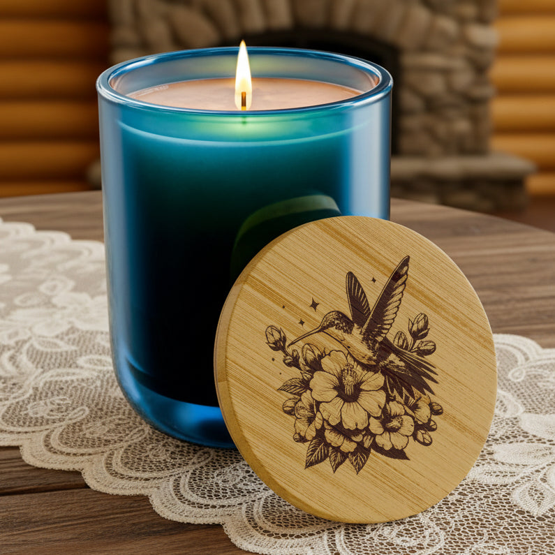 Wildwood Valley Hummingbird 14oz Engraved Soy Candle |  Scented Gift Candle