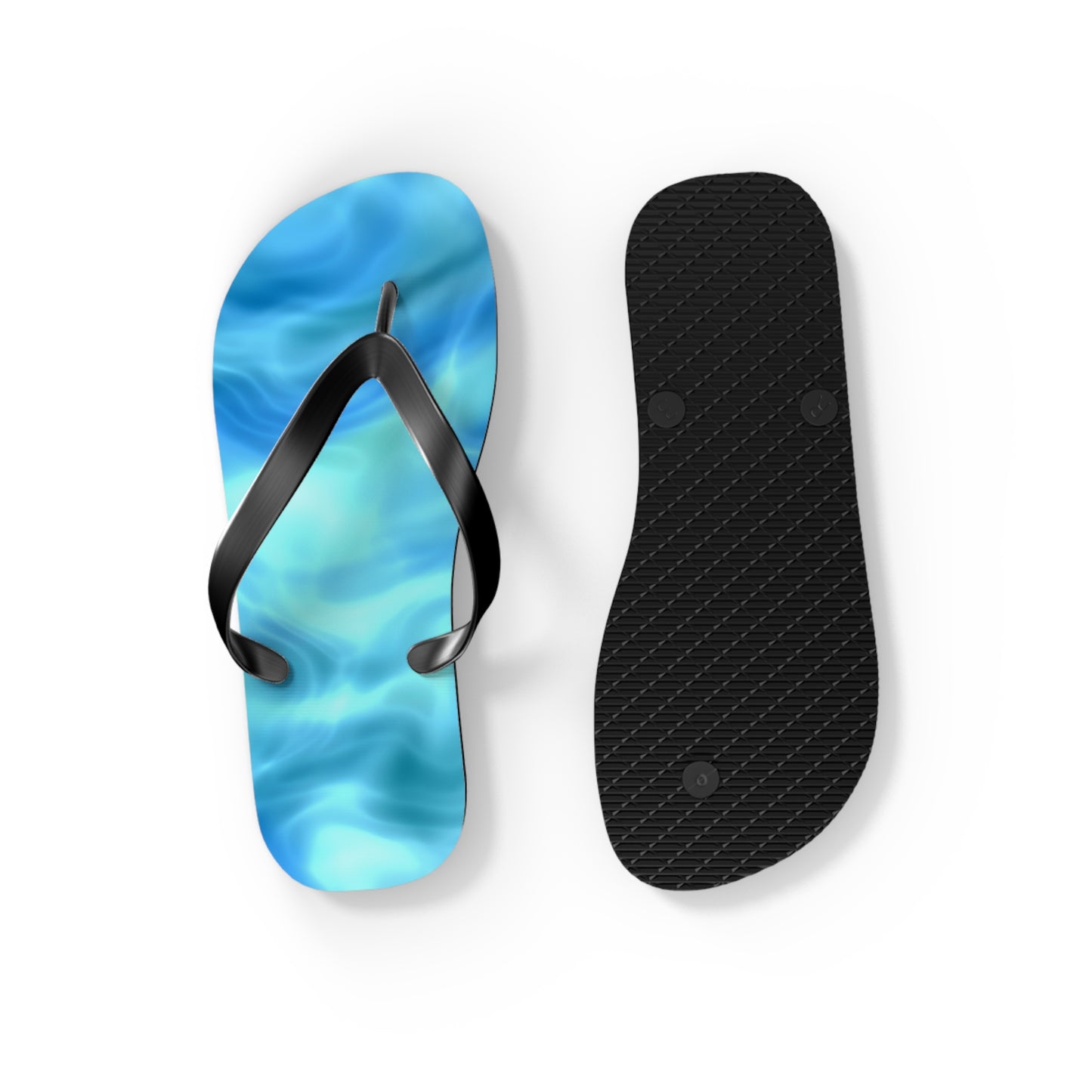 Swirling Water Flip Flops — Blue Water Marble Beach Sandals