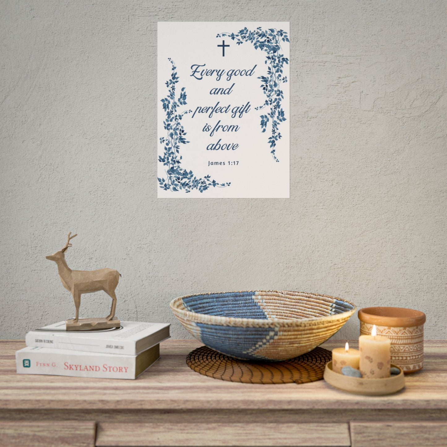 Every good and perfect gift is from above (James 1:17) Floral Scripture Wall Art | Christian Home Decor