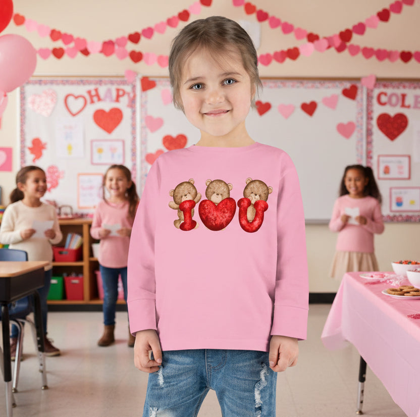 Toddler I ❤️ U  Valentine Bear Long Sleeve Shirt