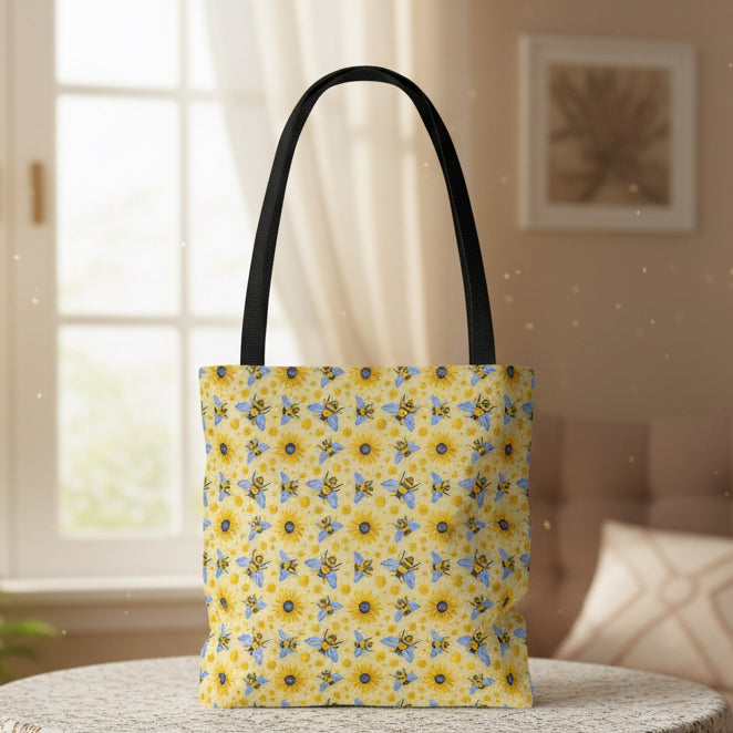 Sunflowers and Bees Tote Bag