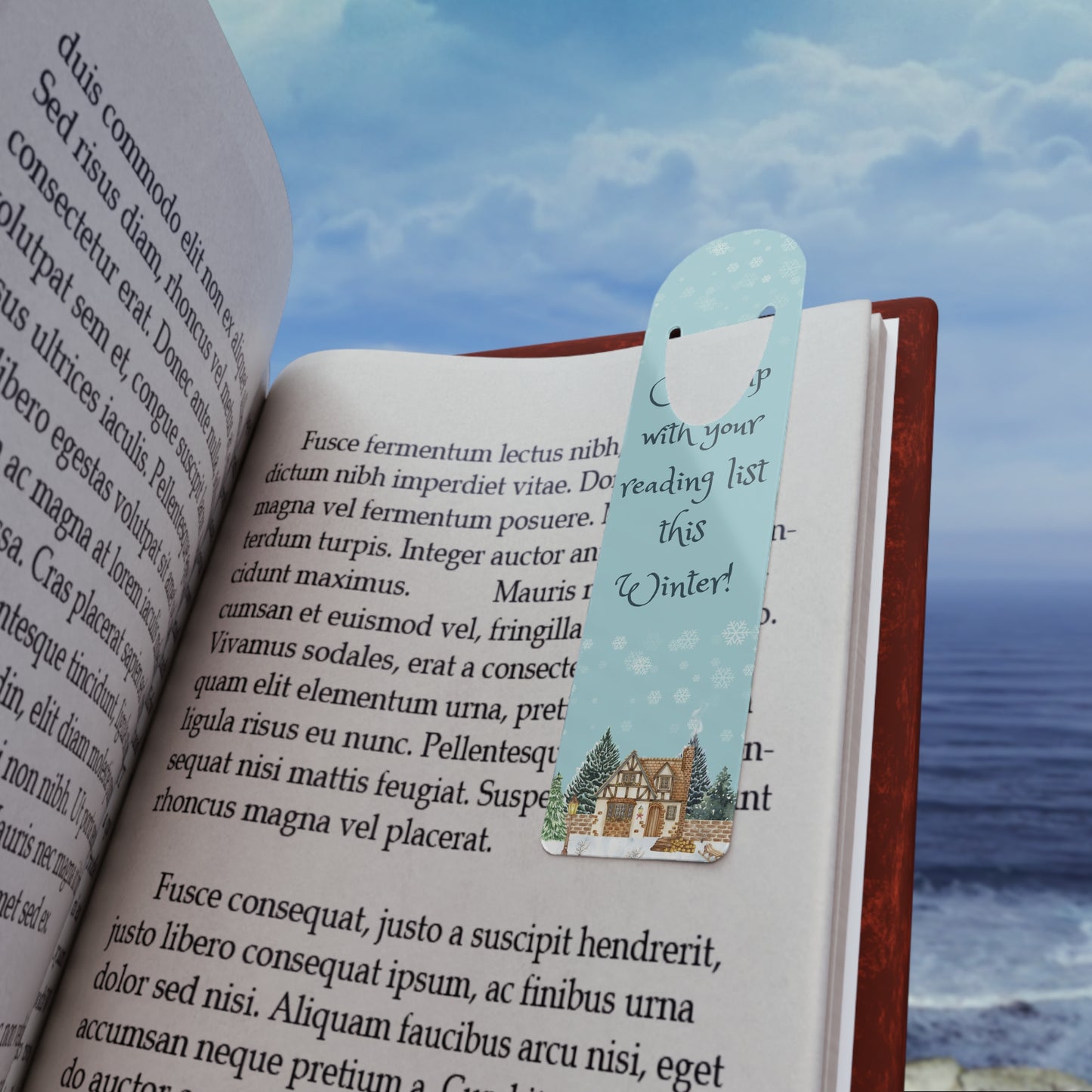 Winter Reading Metal Bookmark