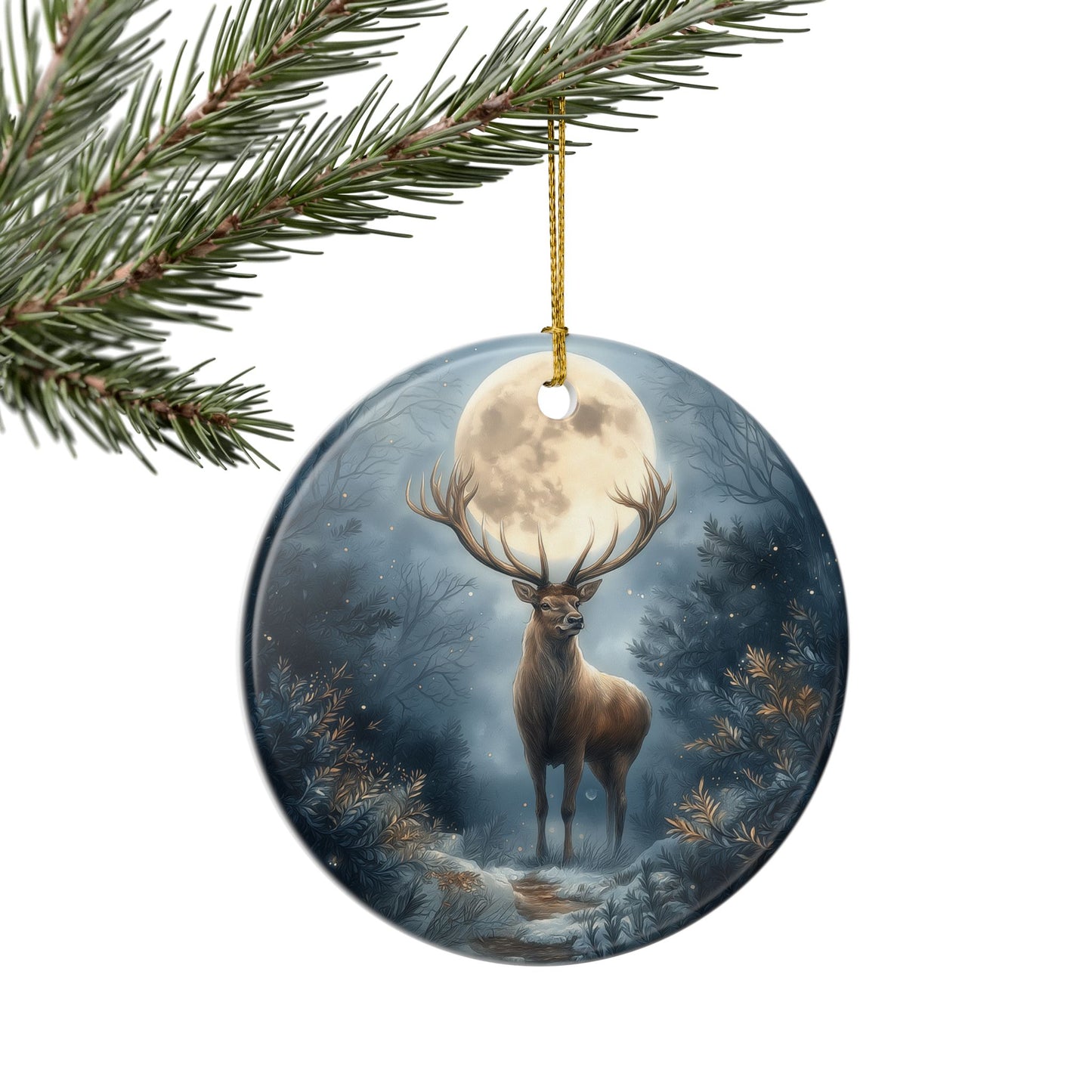 Moonlit Majesty Deer Christmas Ornament