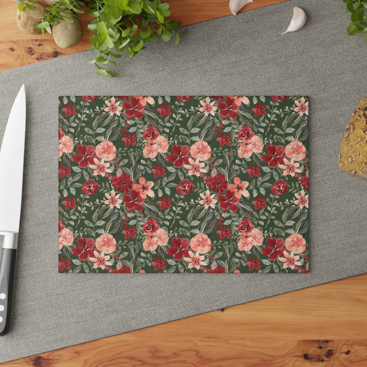 Forest Flowers Glass Cutting Board