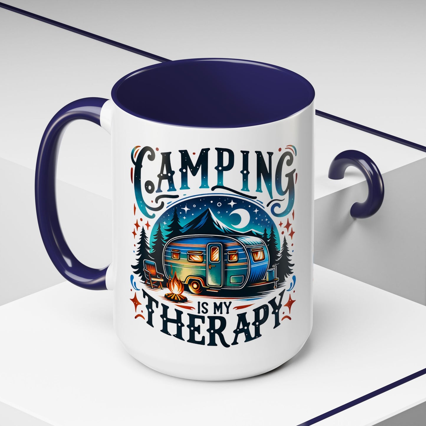 Camping Is My Therapy 15oz Accent Mug