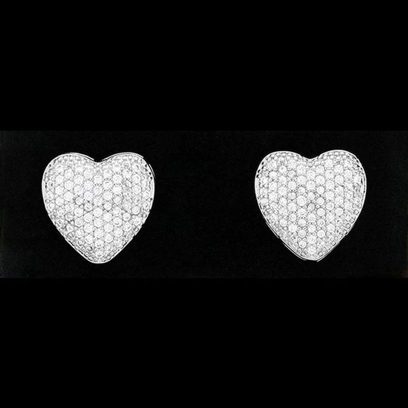 Shimmering Cubic Zirconia Heart Stud Earrings