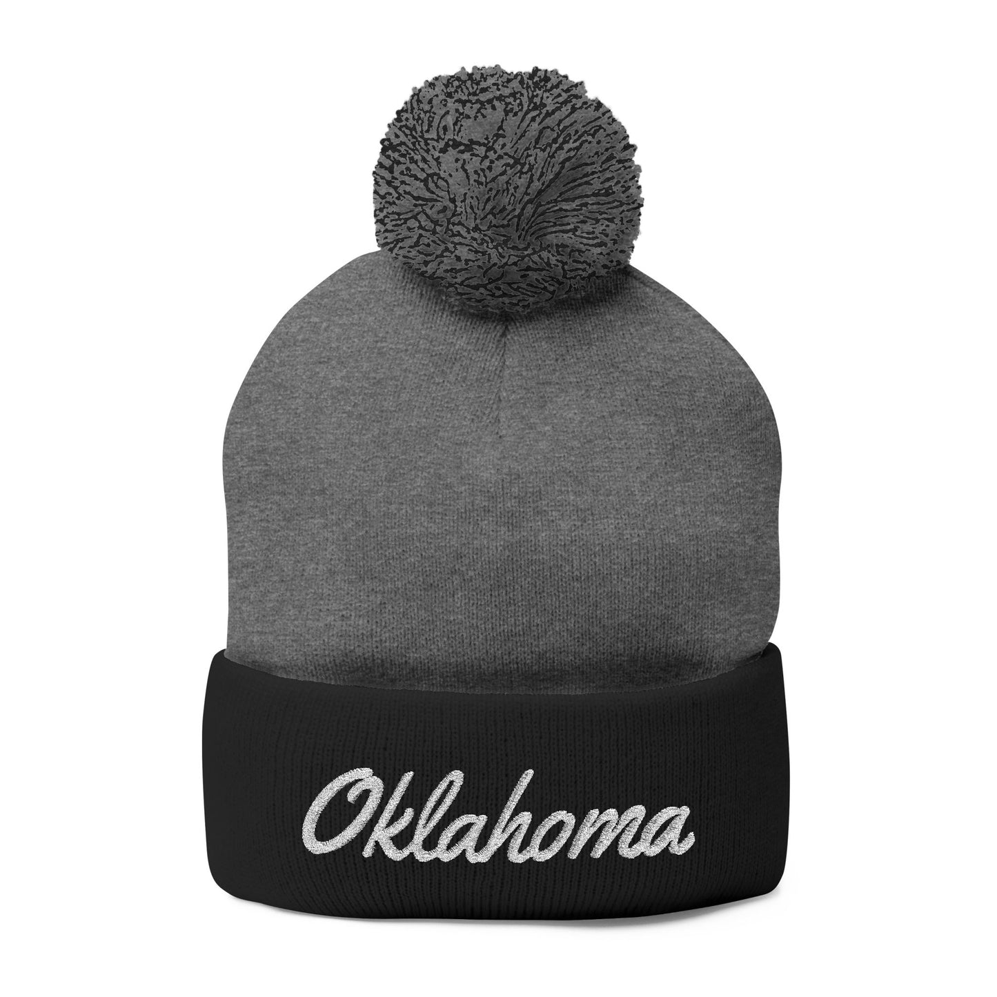 Oklahoma Embroidered Pom-Pom Knit Cap — Oklahoma Beanie for Fans