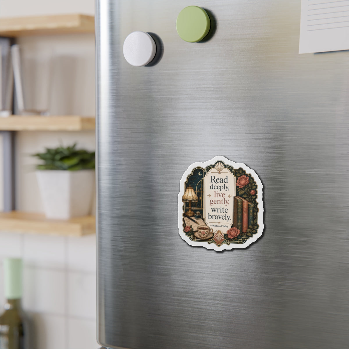 Read Deeply Live Gently Magnet — Literary Vintage Die-Cut Magnet
